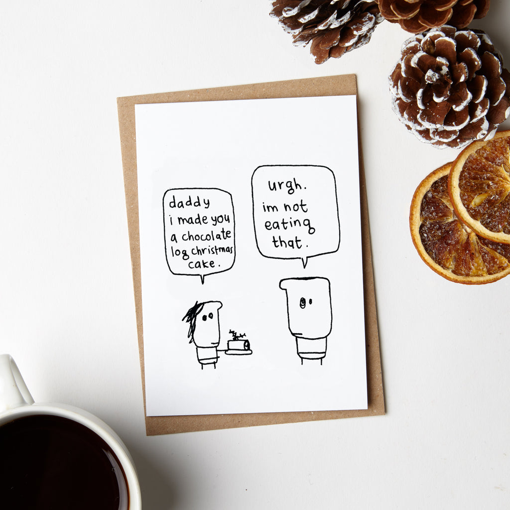 Daddy Chocolate Log Christmas Card