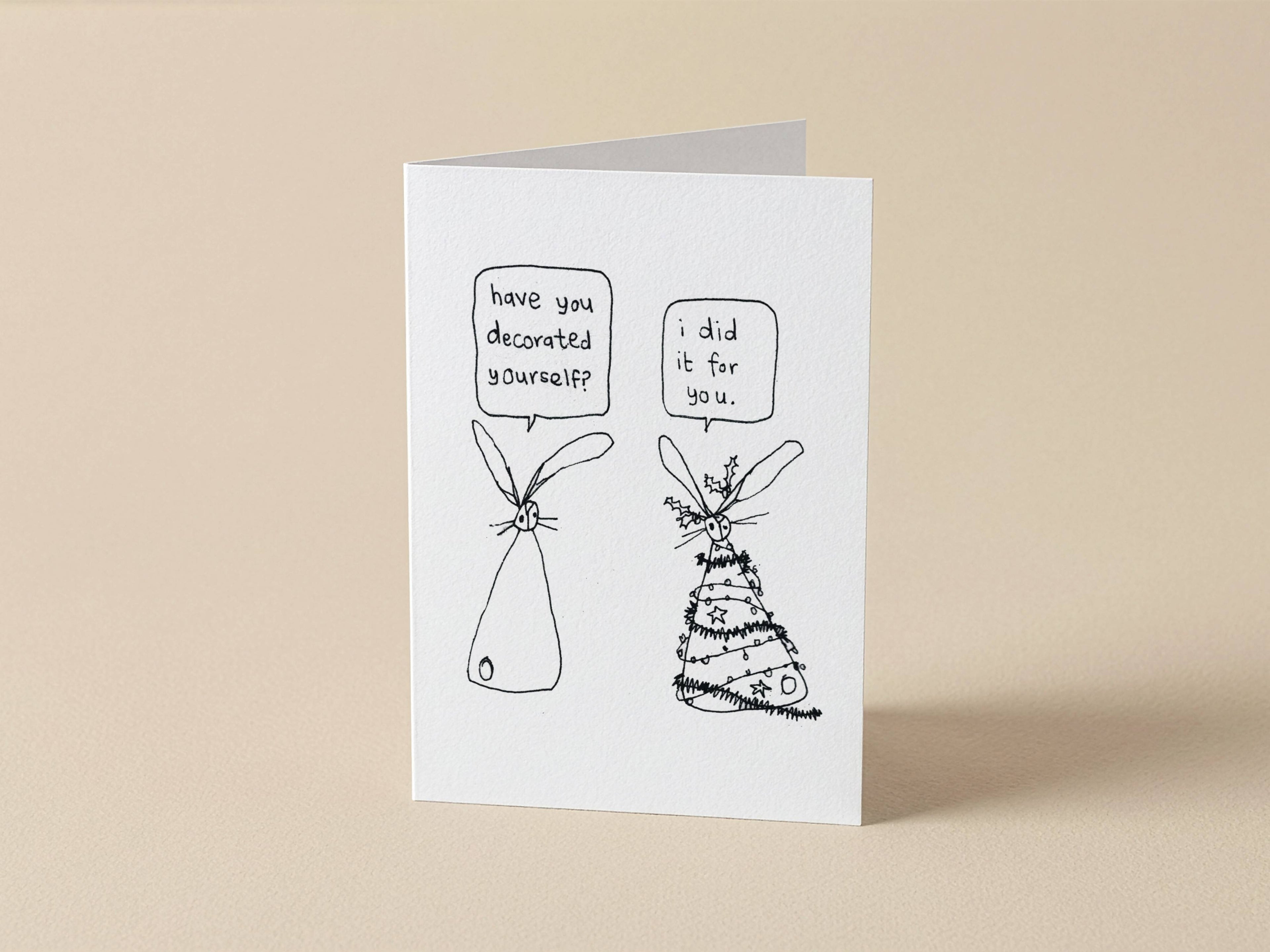 Decorated Rabbit Couple Christmas Card | Christmas Card for Partner