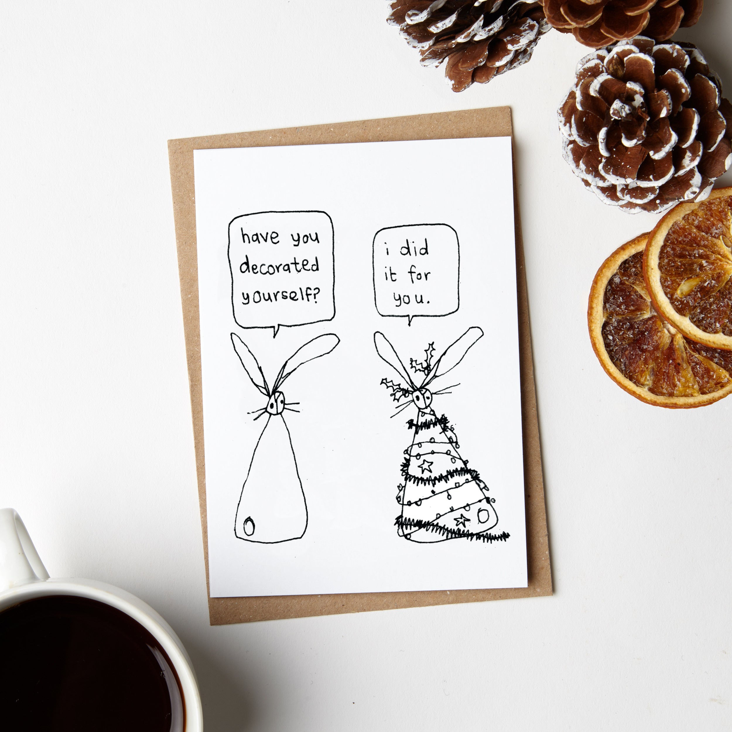 Decorated Rabbit Couple Christmas Card