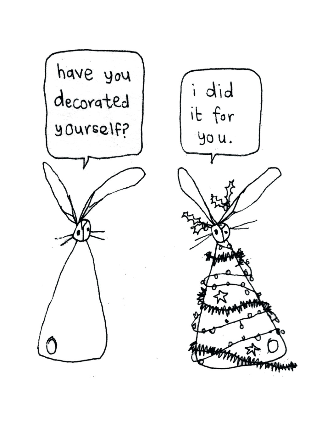 Decorated Rabbit Couple Christmas Card