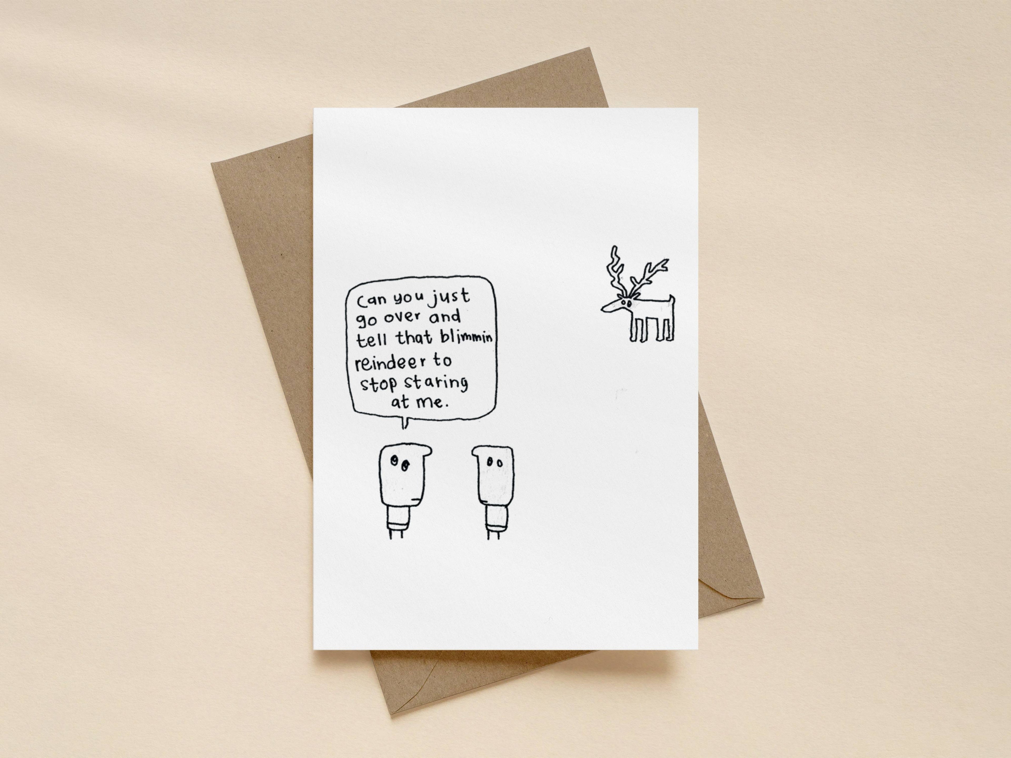 Staring Reindeer Christmas Card | Funny Christmas Card for Friend