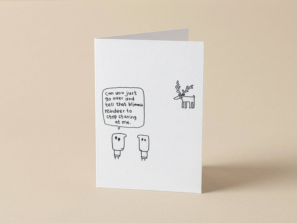 Staring Reindeer Christmas Card | Funny Christmas Card for Friend