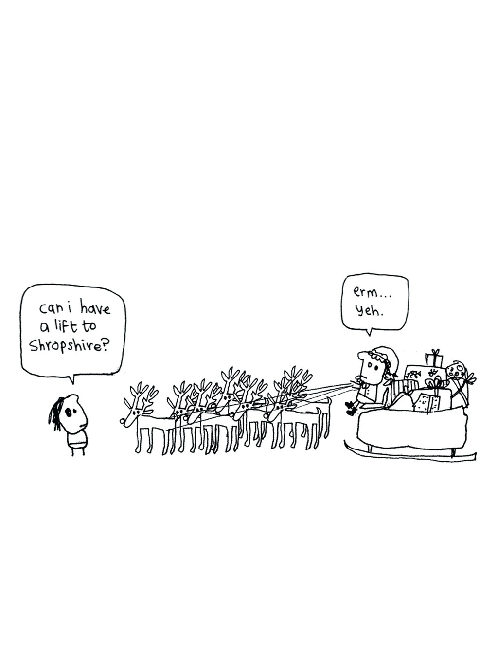 Reindeer Lift to Shropshire Christmas Card