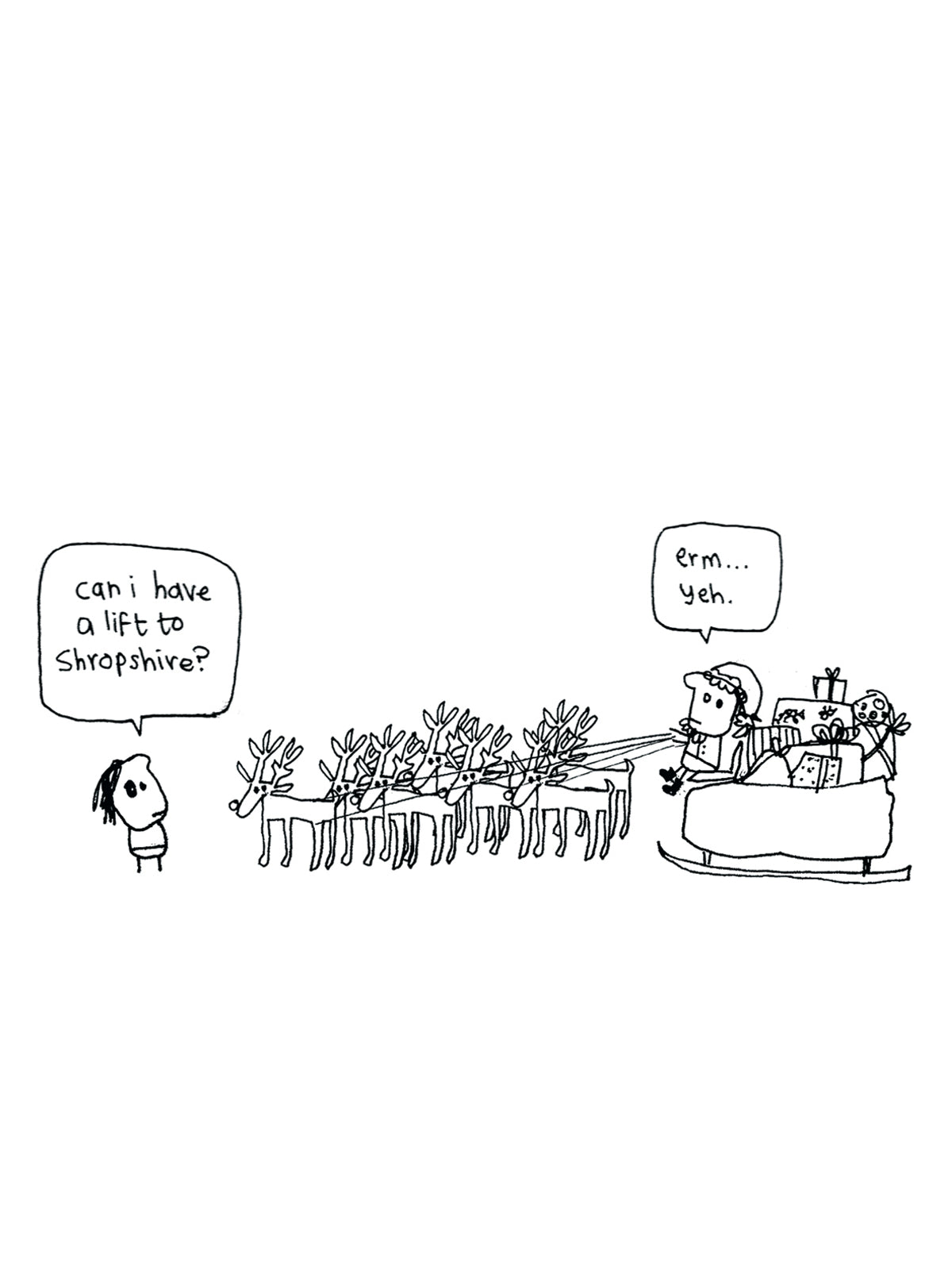 Reindeer Lift to Shropshire Christmas Card