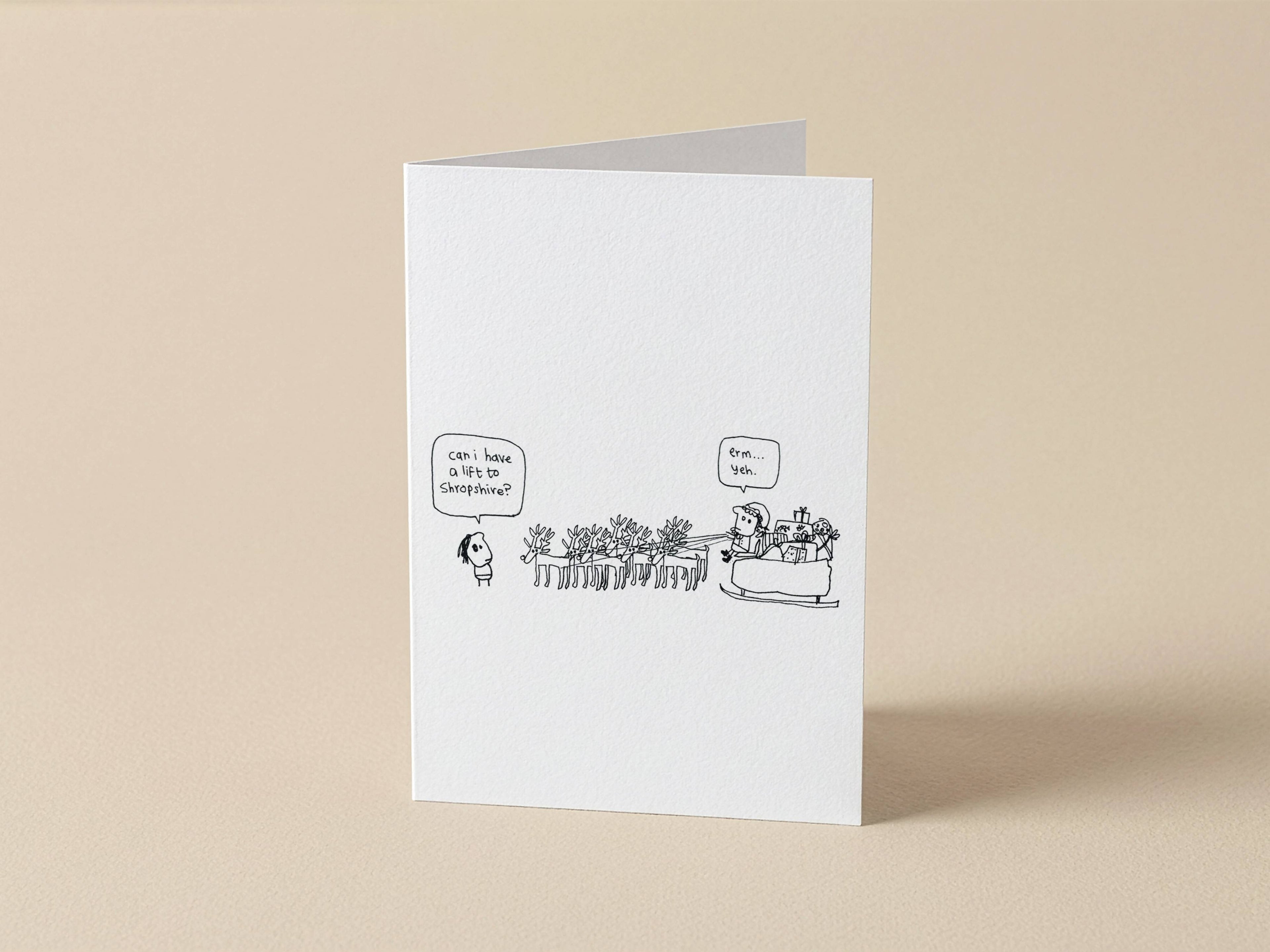 Reindeer Lift to Shropshire Christmas Card | Funny Christmas Card for Friend