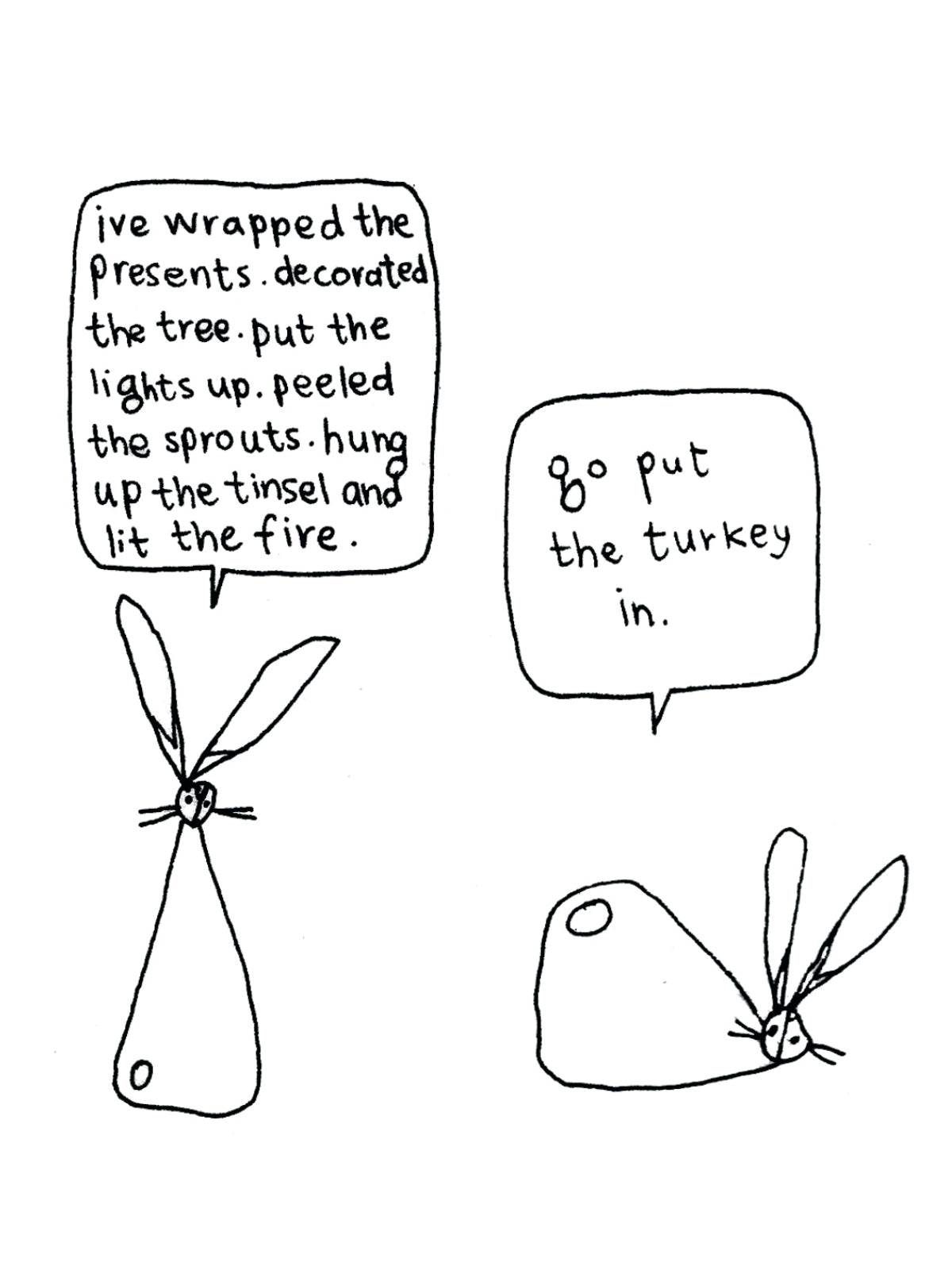 Rabbit Couple Christmas Jobs Card