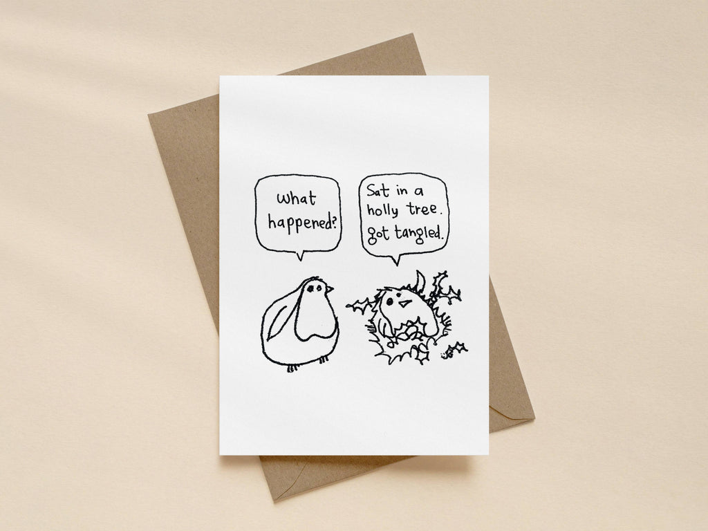 Robin Holly Tangle Christmas Card | Christmas Card for Friend