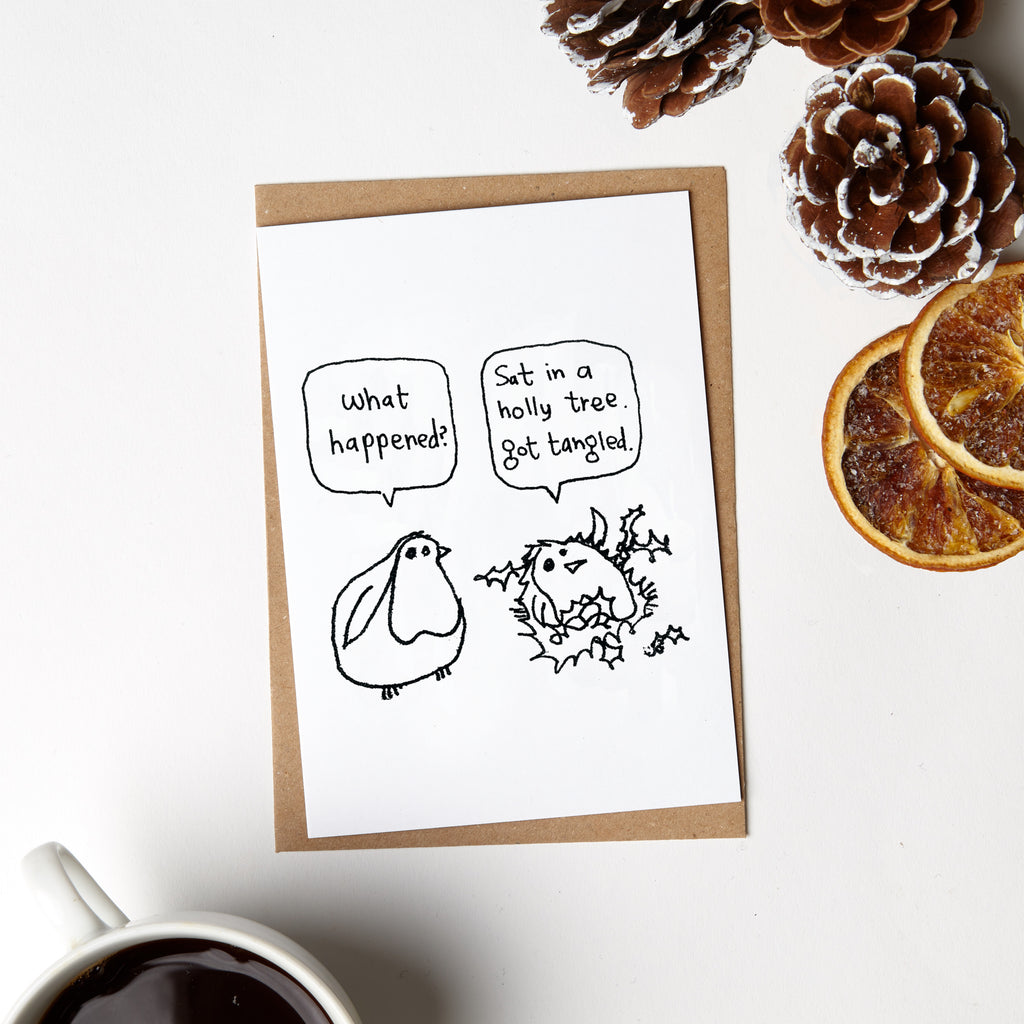 Robin Holly Tangle Christmas Card