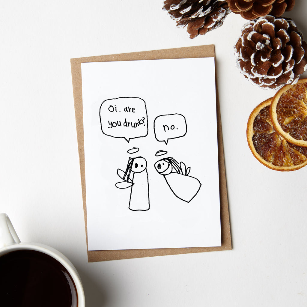 Drunken Angel Christmas Card