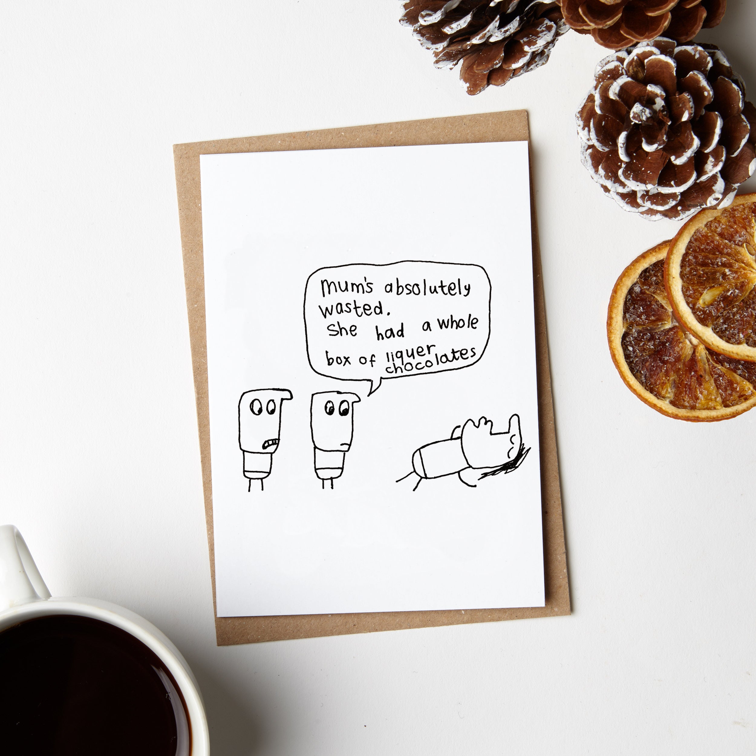 Mum's Drunk on Chocolate Christmas Card