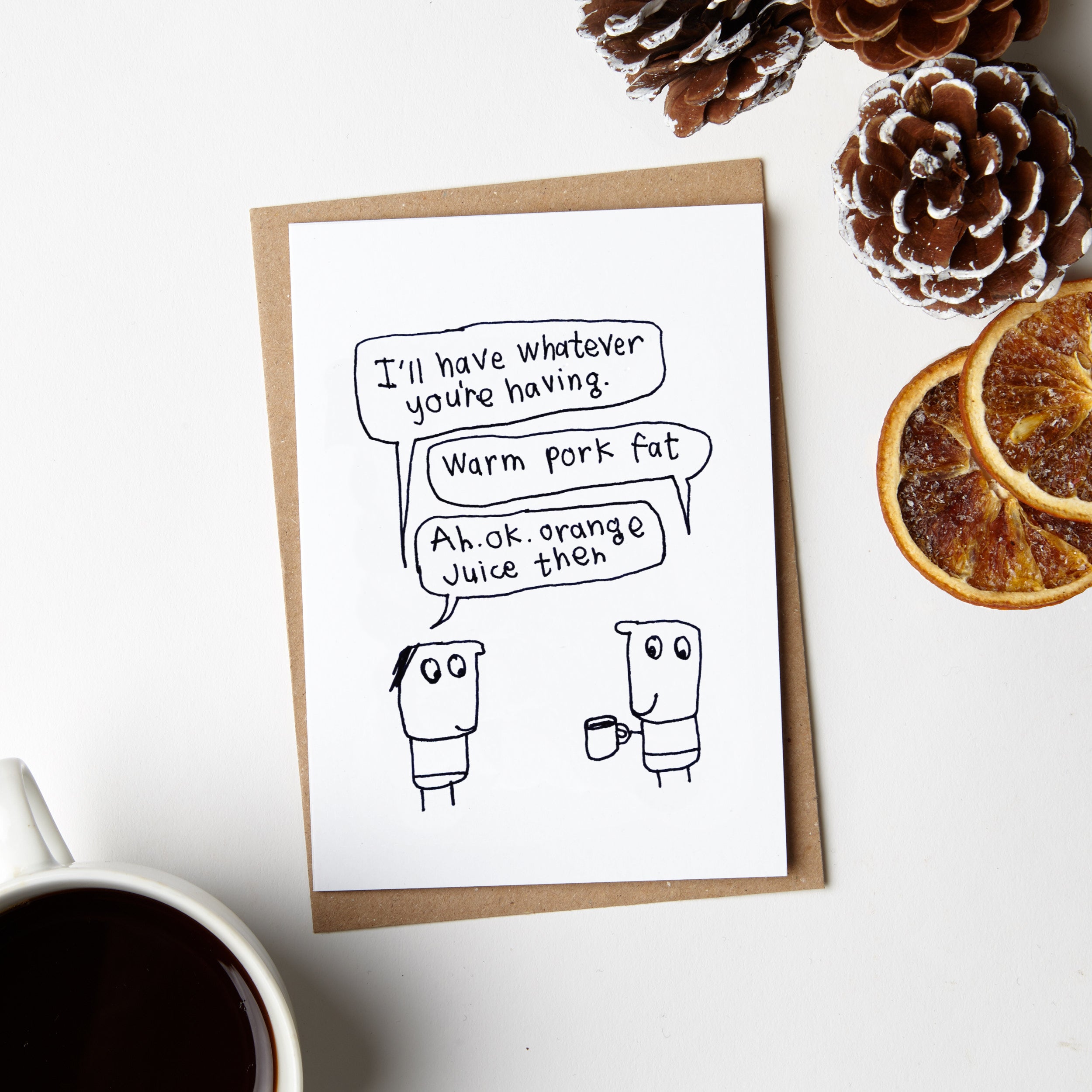 Warm Pork Fat Festive Drinks Christmas Card
