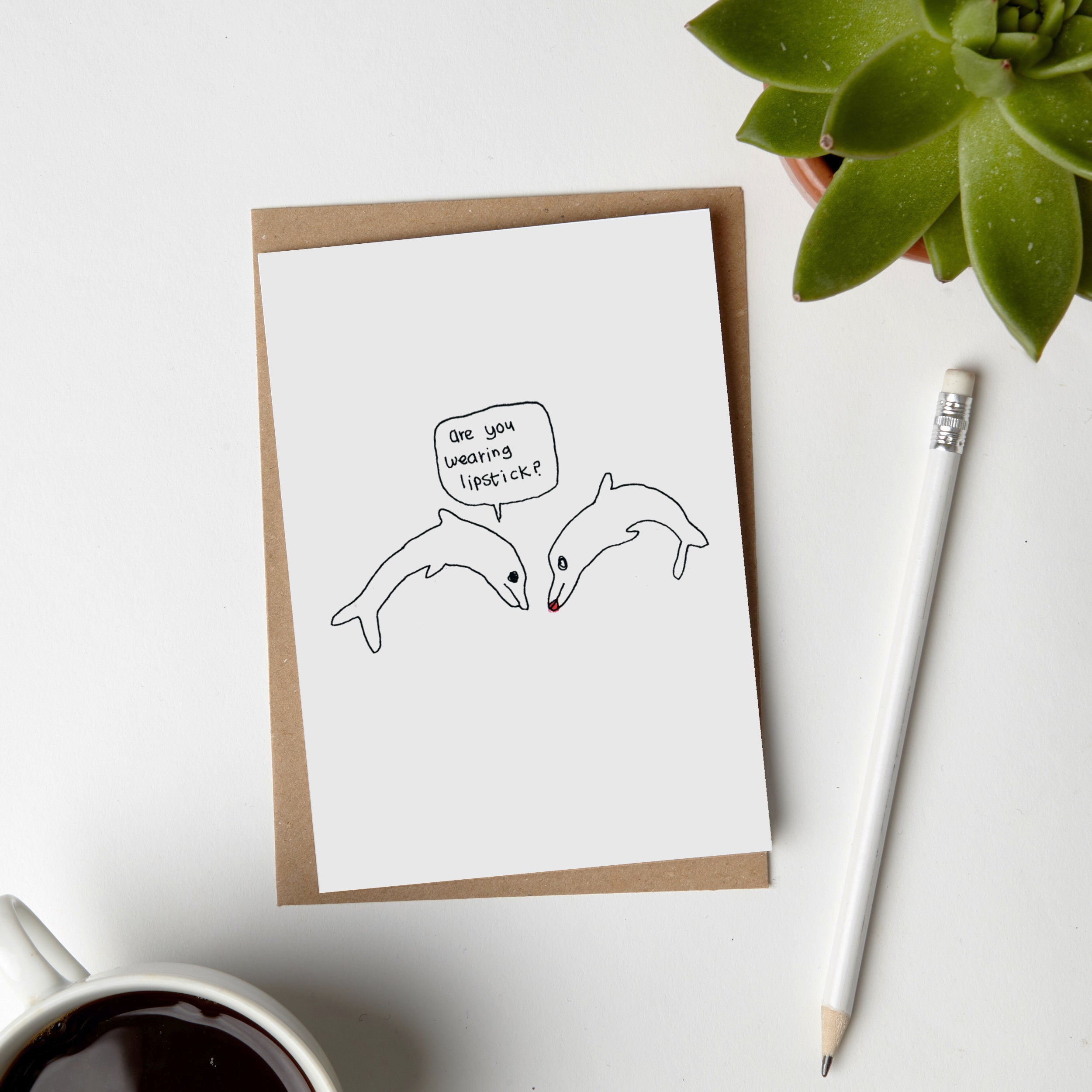 Dolphin Wearing Lipstick Card