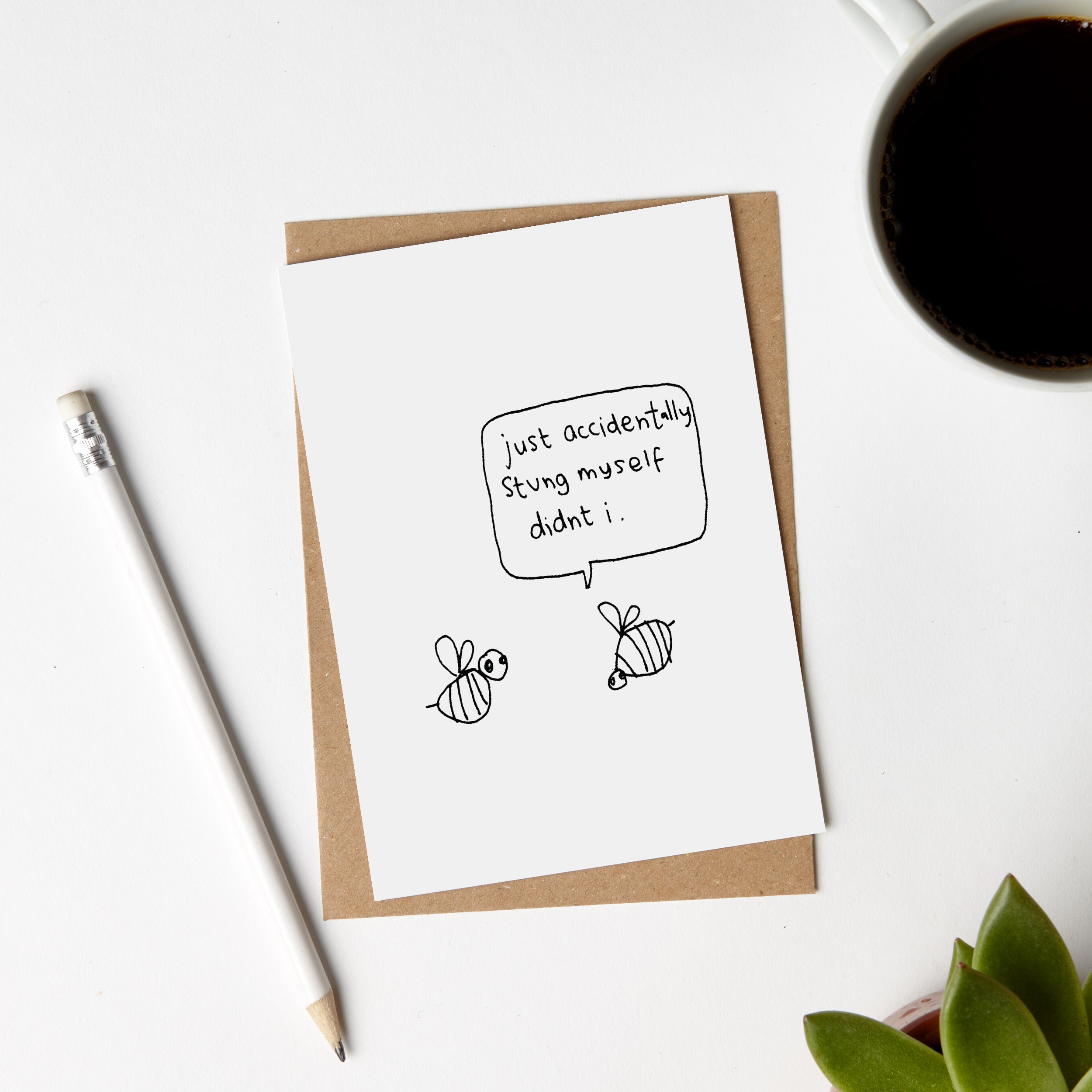 Bee Sting Stung Myself Card