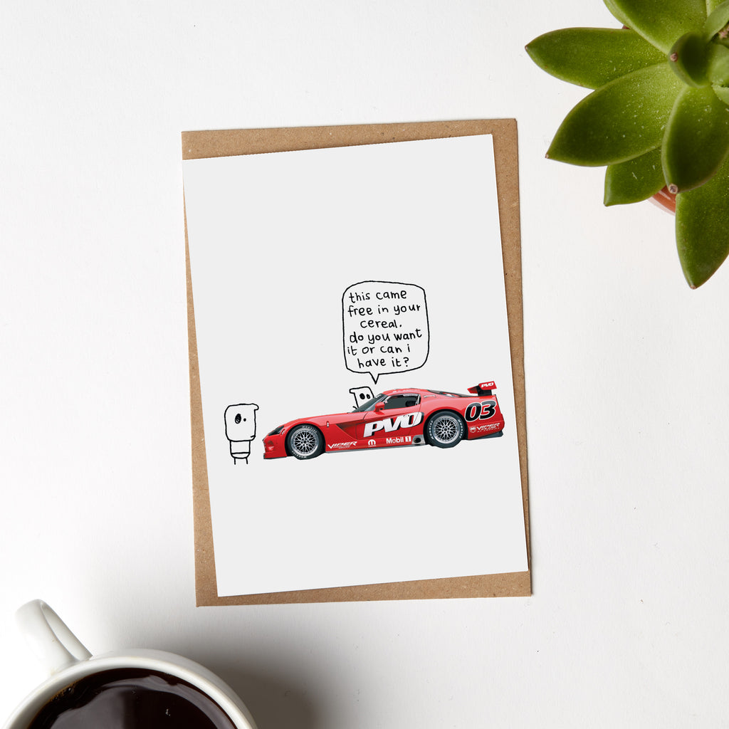 Red Car Free in Cereal Card