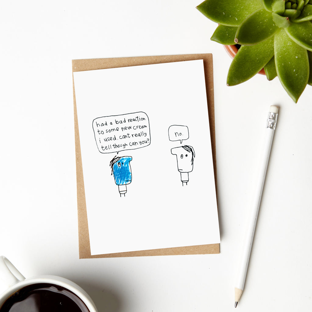 Blue Face Cream Allergy Card