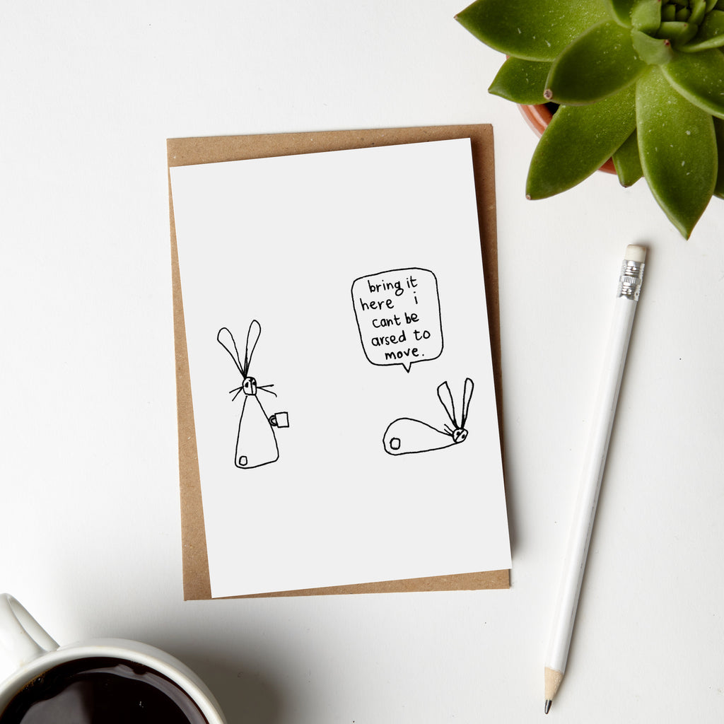 Can't Be Arsed Lazy Rabbit Card