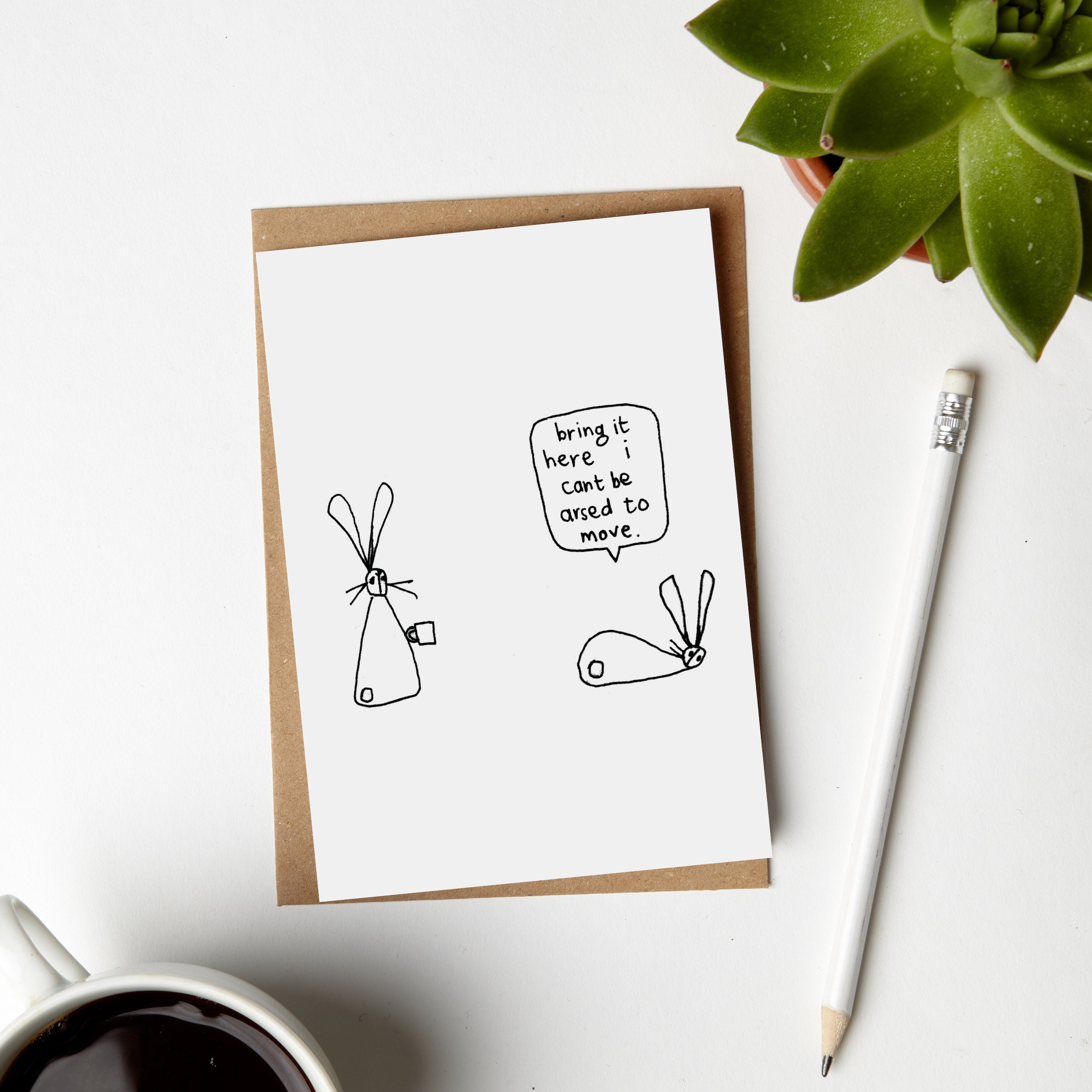 Can't Be Arsed Lazy Rabbit Card