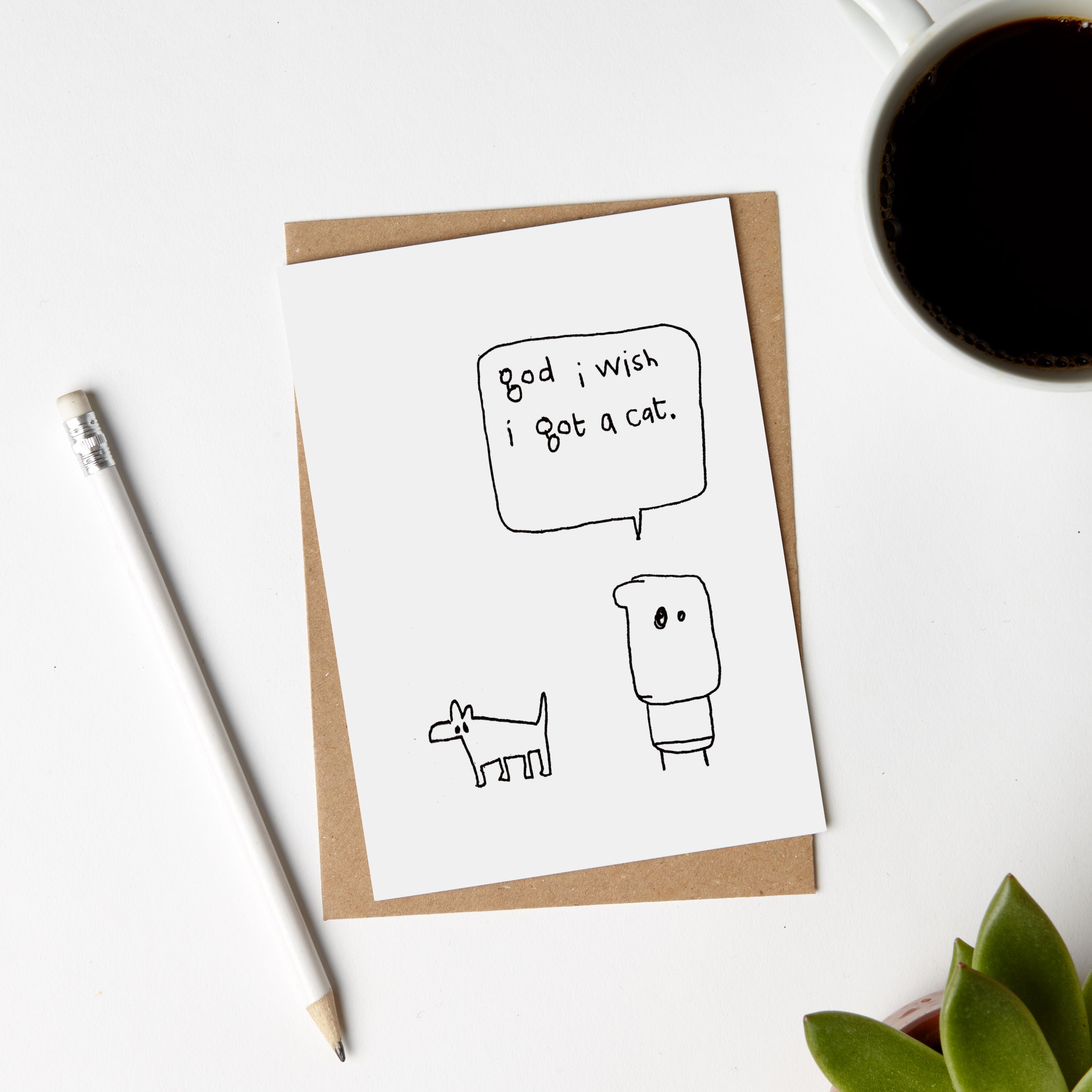 Wish I Got a Cat Dog Card