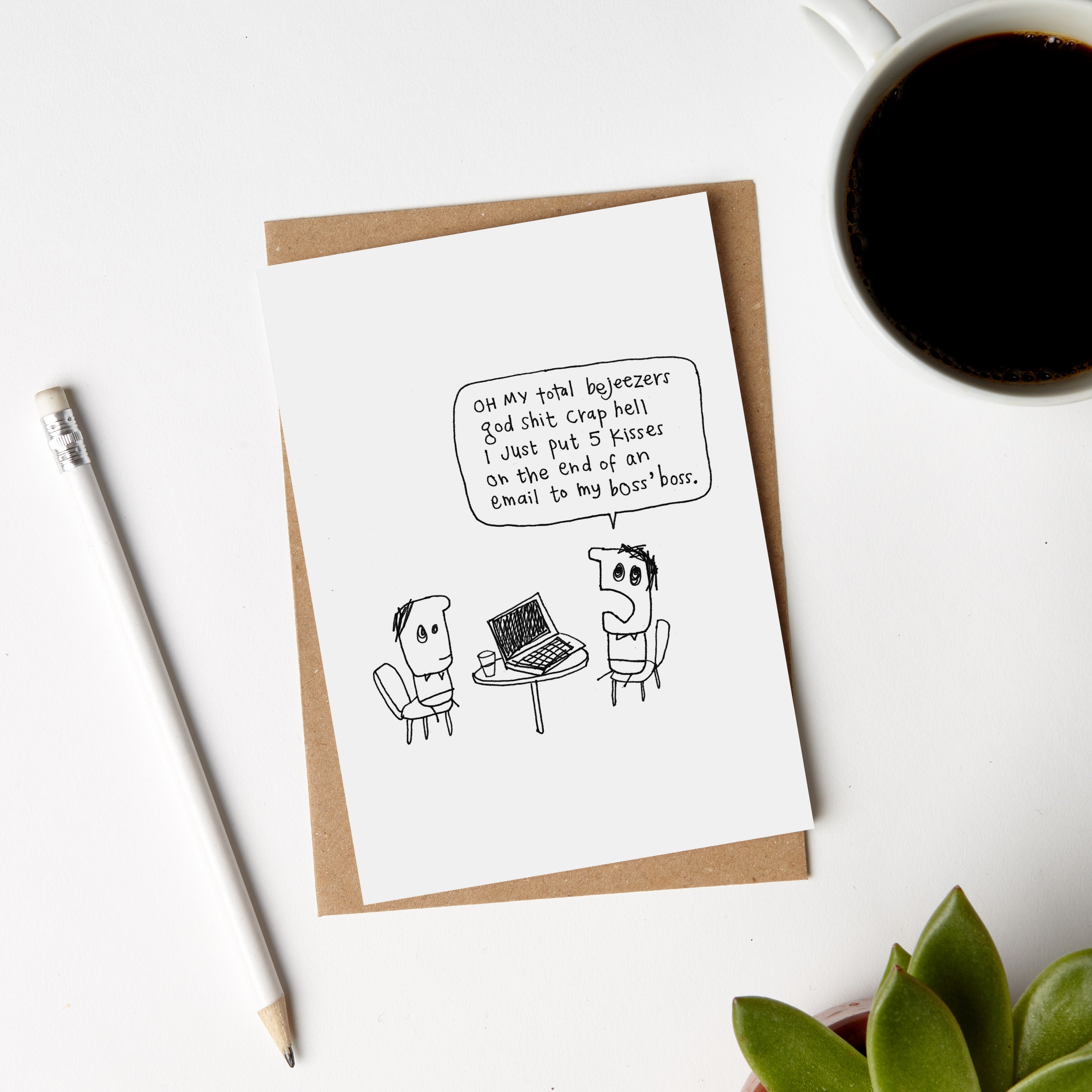 Accidental Kisses to Boss Card for Work Colleague