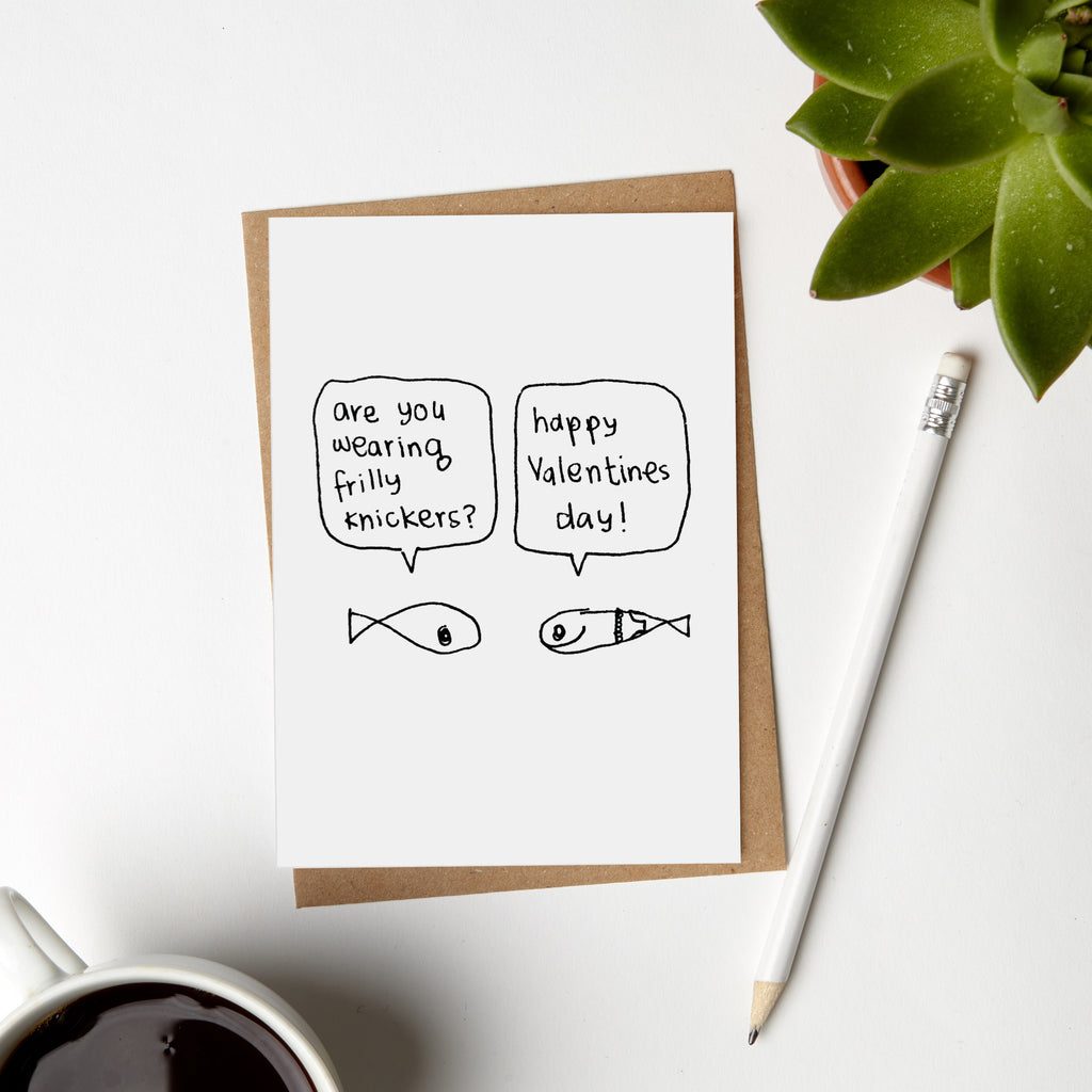 Valentines Day Fish Frilly Knickers Card